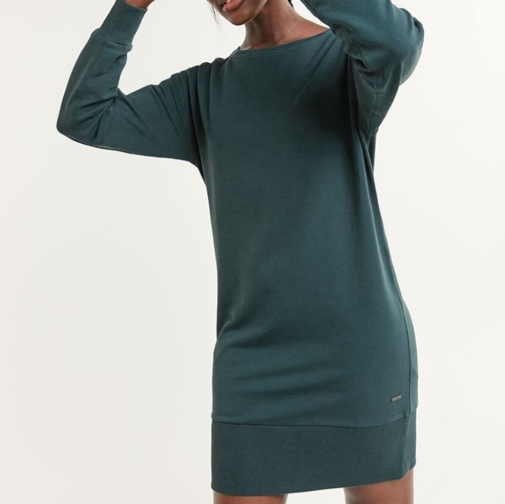 Reitmans Hyba Teal Blue Sweatshirt Tunic Dress Long Sleeve Loungewear Medium